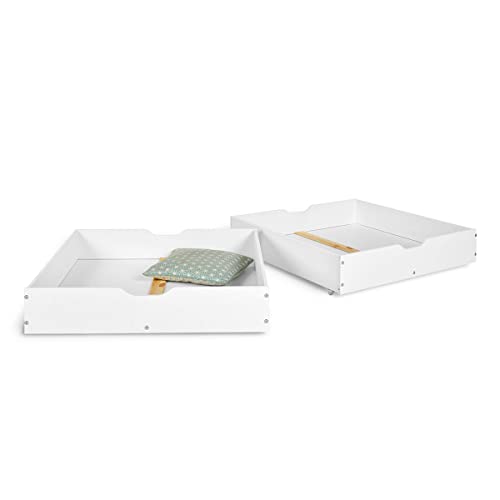 FEELHARMONIE Lot de 2 tiroirs pour lit superposé Aaron Blanc 80x190 cm