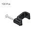 uxcell 100 Pcs 0.38 Inch Cable Clips, Flat Ethernet Cable Clamps with Steel Nails, Wire Cord Holder, Cord Clips for Wires Management, Black