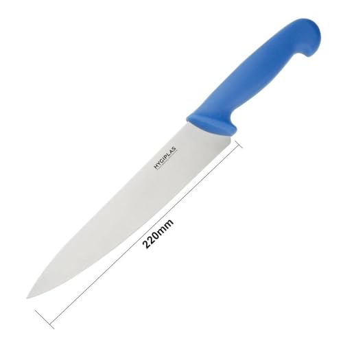 Hygiplas Kochmesser 21.8 cm/ 8.5 inch Klinge, Blau, Gewicht: 160 Gramm, Edelstahl, Farbcodierter Griff - Blau für rohen Fisch… – Ansicht 5
