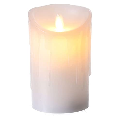 LED Flickering White Wax Candle 15x9 cm