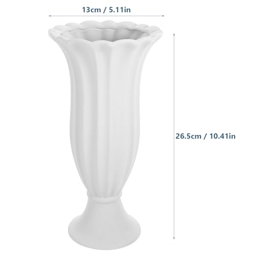 Vase funéraire céramique blanche durable contre gel et intempéries de tombe