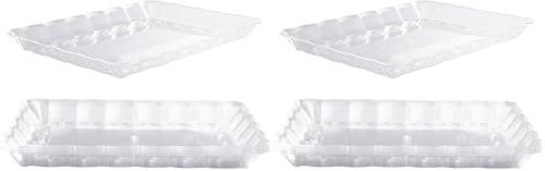 MATANA 6 Bandejas Grandes Rectangulares de Plástico para Aperitivos - Transparente, 32x24cm - Buffets, Bodas, Cumpleaños, Navidad, Fiestas - Resistentes y Reutilizables (Paquete de 2)