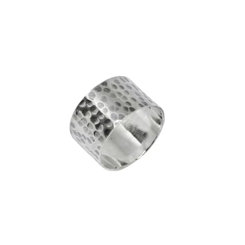 Bague argent 925 martelé 11,5 mm anneau large rustique mixte