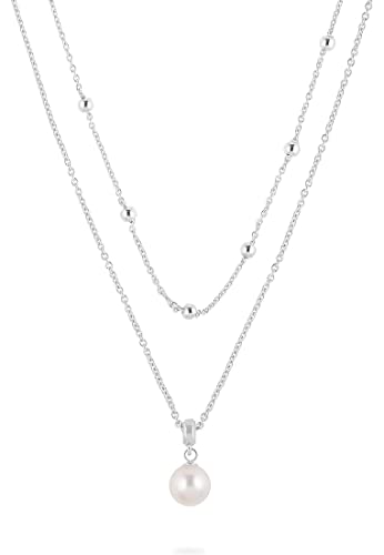 JETTE Damen-Kette 925er Silber Süßwasserperle One Size, Silber 32021989