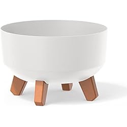 Maceteros Blancos Bajos Macetero color blanco,sin depósito , colección GRACIA de 23,5 x 23,5 x 15,5 cm, capacidad de 3,8 L.