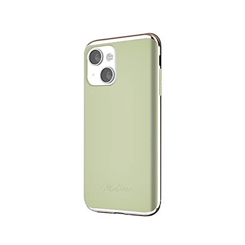motomo Moss Green MT21568i13GR Case for iPhone 13, Double Wall Construction, Soft, Anti-Contact Marks, Hybrid TPU and Polycarbonate TPU, Shockproof, Bumper Style, Wireless Charging, Chrome Gold