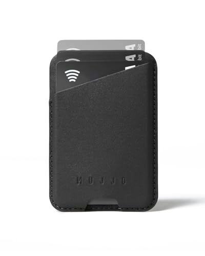 Mujjo Full Leather Magnetic Wallet for iPhone - Three-Card Easy-Access Design - Made from Luxurious Leather & Microfiber - Slim, Secure Design - Black