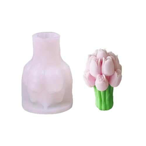 3D Tulip Bouquet Silicone Candle Molds, Non-Stick DIY Handmade Flower Silicone Mould for Epoxy Resin Casting ﻿(As Shown)