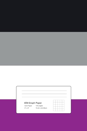 Asexual Pride Flag Grid Notebook: 4x4 Graph Ruled, Grid Paper 6' x 9' 120 Pages