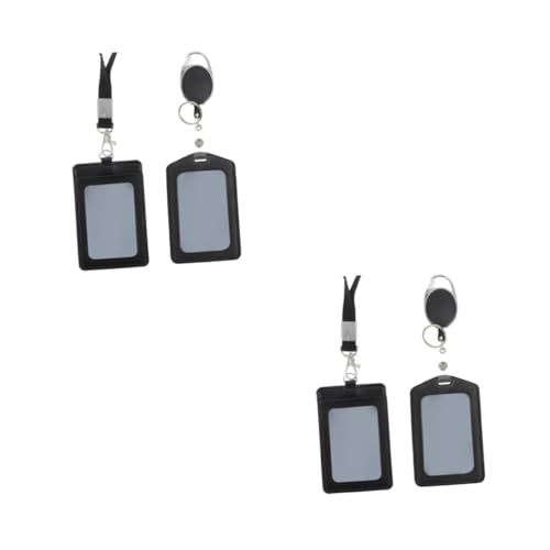 Porte-badge rétractable anti-perte en aluminium noir pour carte