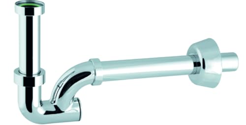 BSSTORE Sifón cromado para lavabo, entrada 1'1/4 x 100 mm, desagüe diámetro 32 mm, longitud 250 mm