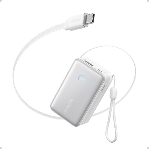 Anker Nano Powerbank,10.000mAh Externer Akku mit 70cm Anker InstaCord Einzugskabel, 45W Max Kompakter Akku, Smart-Display, für iPhone 17/16, iPad, Galaxy, Pixel und mehr