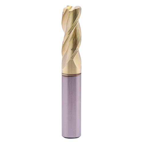 Image of 3 /8 inch 3 Flute Solid Carbide 0.02 inch Corner Radius End Mill, ZrN Coated | 37 Helix, 3 /8 inch Cutting Dia, 3 /8 inch Shank Dia, 1 inch LOC, 2-1 /2 inch OAL, for Milling Aluminum and Copper