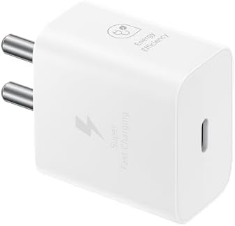 Samsung Original 25W USB Type-C Travel Adaptor Without Cable for Google Pixel, Xiaomi, Motorola, iPhone, Samsung Galaxy Tab S/A Series, Galaxy S10/M54/M55/A80/A90/S25/S24, White