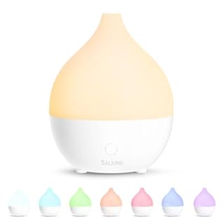 SALKING Diffusore di Oli Essenziali 100ml, Vaporizzatore Oli Essenziali con 8 Colori LED, Profumatore per Ambienti a Ultrasuoni Senza BPA, per Casa e Ufficio, Bianco