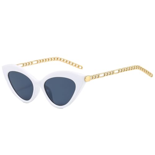 Lunettes de soleil œil de chat rétro avec chaîne en métal chic