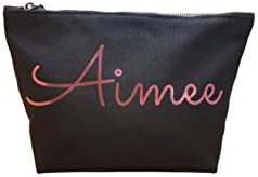 Personalised Name Make up Bag Accessory Wash In Black or Natural Colour with a choice of glitter AND Metallic prints