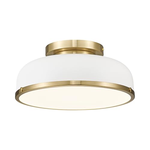 kudos Ceiling Light, 12-inch LED Flush Mount Ceiling Light, White and Gold Finish, 24W/1100lm Light Fixtures Ceiling Mount for Living Room,Hallway, 3000K/3700K/4500K/5100K/6000K Adjustbale, KDCL15-WT