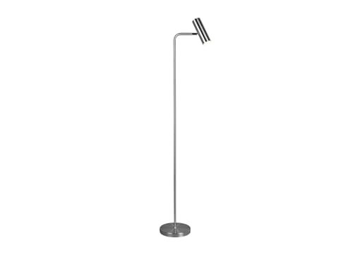 meineWunschleuchte Stehlampe aus Metall in Silber matt mit schwenkbarem Spot, Höhe 151cm