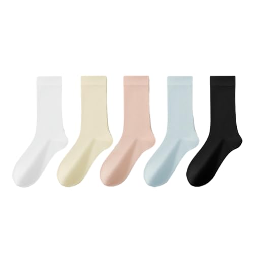 Solid color sweet non-slip breathable thin comfortable mid-tube stacked socks