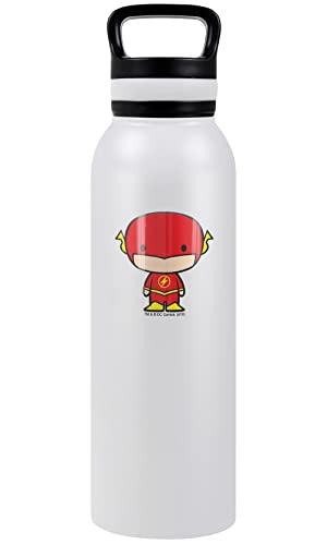 DC Flash - Flash OFFICIAL Flash Chibi 24 oz Insulated Canteen Water Bottle, Leak Resistant, Vacuum Insulated Stainless Steel with Loop Cap, White