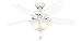 Hunter 42 inch Indoor Ceiling Fan with LED Light - White Ceiling Fan with Pull Chain, For Bedroom or Living Room, Standard Mount, No Remote, 5 Blades, Includes Bulbs - Builder 52217, Snow White