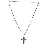 Healeved Collar Deportivo Diseño Moderno de Acero Inoxidable con Cruz de Fútbol en Color Negro y Cadena para Hombres y Mujeres Adecuado para Bautismos y Casuales