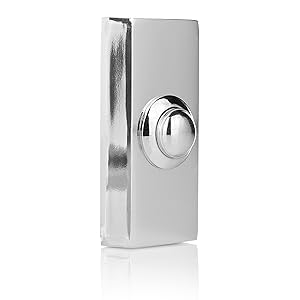 BYRON Wired Door Bell Push Button – Simple Design – Compatible with Most Chimes – Easy Installation with E4ALL Thankyou card (CHROME)