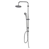 Regendusche Set rund mit Handbrause Duscharmatur mit Regenduschkopf Duschstange Edelstahl