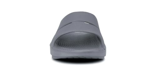 Image of OOFOS - Unisex OOahh Sport - Post Run Recovery Slide Sandal (Grey Slate, US Men's Size 5 /Women's Size 7)