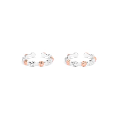 Image of Pure 925 Silver Dual-Tone Floral Toe Ring for Women