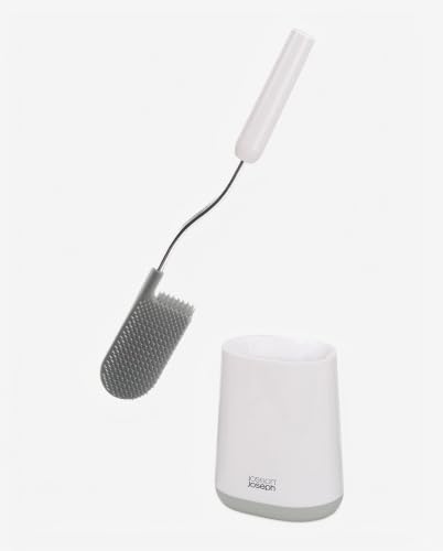 Miniatura 7 de Joseph Joseph Flex Lite-Escobillero Fino En Silicona Higiénico, Escobilla De Baño Con Mango Resistente, Piña Flexible, Con Sistema Antigoteo, Antiobstrucción, Limpieza Profunda-Blanco Gris, Pequeño