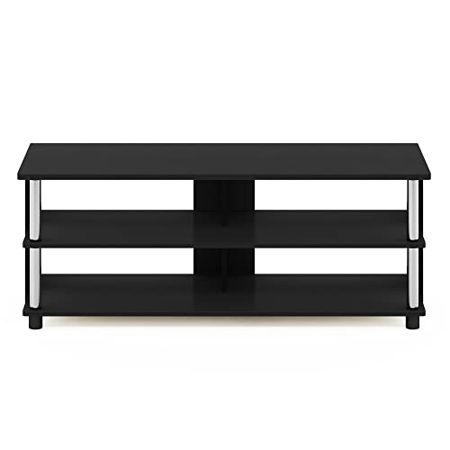 Furinno SULLY TV Stand, 3-Tier Entertainment Center, TV Console for TV up to 48 Inch, for Living Room, Bedroom, Americano/Stainless Steel Tubes - Image 4