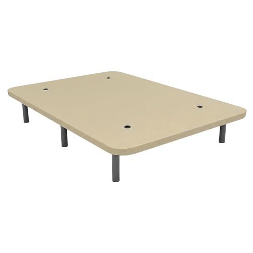 mattfy - Base Tapizada 3D 150 x 190 Beige Extra Resistente con Gran Estabilidad y Barras de Refuerzo, Incluye 6 Patas metálicas roscadas de 25cm