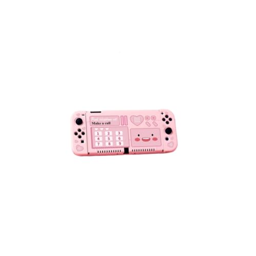 ENFILY Capa com botão rosa sorridente macia à prova de choque compatível com Nintendo Switch OLED, c