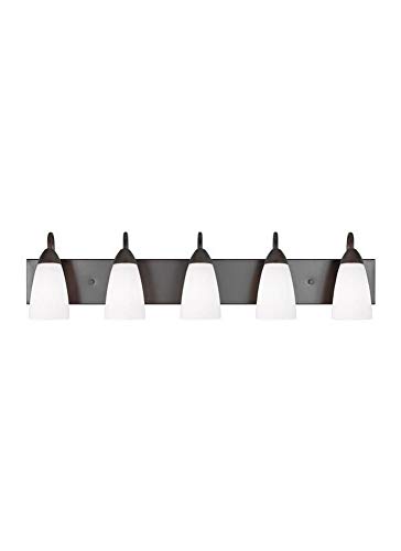 Image of Generation Lighting 4420205-710 Seville Five - Light Wall /Bath Vanity Style Fixture, Bronze, 75 Total Watts, 8.5 Inch Height, 35.88 Inch Wide, Steel Construction