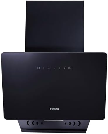 Elica 60cm 1200 m3/hr Vertical Filterless Autoclean Kitchen Chimney with Twin Suction Inlets | 15 Years Motor & 5 Years Comprehensive Warranty| KITTY FL 600 HAC LTW MS NERO |Black| Touch+Motion Sensor