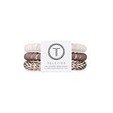 TELETIES - Small Spiral Hair Coils - Fall Collection - Ponytail Holder Hair Ties for Women - Phone Cord Hair Ties - Strong Grip, No Rip, Water Resistant, No Crease - 3 pack - Toasted