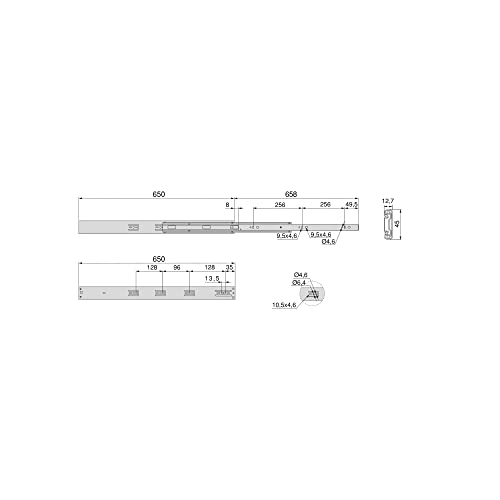 Emuca - Guide Per Cassetti Con Cuscinetti A Sfera 45Mm X 650Mm, Set Di 5 Coppie Di Binari Ad Estrazione Totale Con Chiusura Ammortizzata - 10