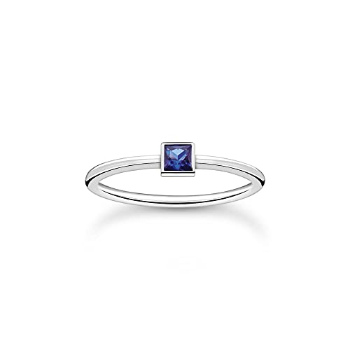 Thomas Sabo TR2395-699-32 Bague pour femme en argent sterling 925 avec pierre bleue, Ring Size 56, Argent sterling, Zircone cubique