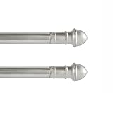 Interior Living 28-48 in. Adjustable Petite Café Curtain Rod, 2-Pack, 7/16 in. Diameter, Silver