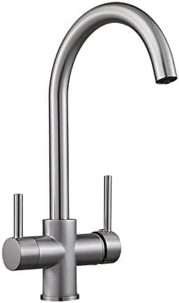 3 Way Filter Taps Kitchen Tap Black Kitchen Sink Mixer Taps 360 Degree Swivel Spout Sink Mixer Tap Drinking Purifier Water Tap,Chrome (Brushed A)