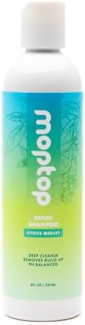 MopTop Detox Shampoo โ Scalp Clarifying Shampoo for Build Up, Hard Water, Dirt & Oil, Sulfate & Paraben Free Hair Care for All Hair Types โ Thin, Straight, Wavy, Curly & Coily (Citrus Medley, 8oz)
