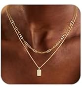 Bouzilli 14K Gold Plated Necklace for Women Sweatproof, Non Tarnish Chunky Layered Chain Necklace...