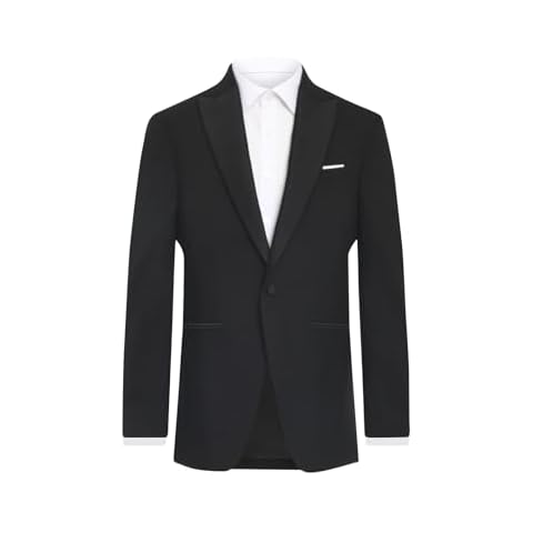 Dobell Mens Black Tuxedo Dinner Jacket Regular Fit Satin Peak Lapel-54R Cover