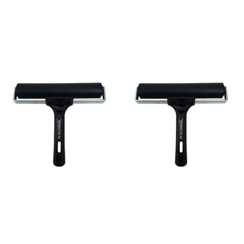 Artway - Linolwalze aus Hartgummi - für Linoldruck und Blockdruck - schwarzer Griff - 15 cm - 1 Stück (Packung mit 2)