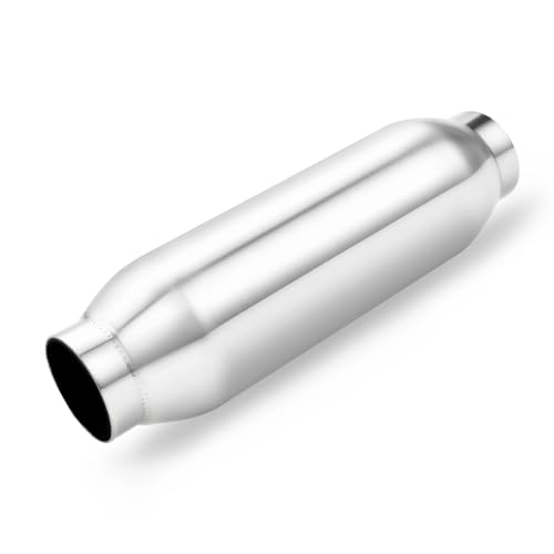 A-KARCK 2.25 Inlet Exhaust Resonator 2.25 Inlet 2.25 Outlet 12 Overall Length Muffler Universal Resonator Stainless Steel Straight Through Design Exhaust Tip for Cars