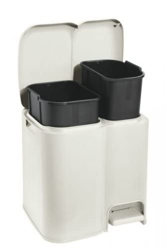Tontarelli Lot de 2 Poubelles pour le tri sélectif Patty couleur crème 13 + 8 L - 39 x 32,5 x h41 cm