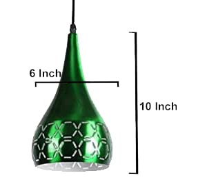 Image of GreyWings Metal Cut 3 Light Linear Hanging Light Ceiling Pendant Lamp, 6 inch Small, Green