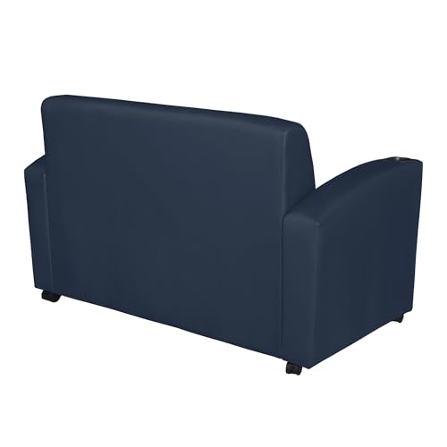 Image of Romig Superstellar Loveseat with Sleek Navy Blue Vinyl Upholstery, Ergonomic and Durable Design, Comfortable Seating for Offices, Homes, Lounges, Classrooms, Waiting Rooms, or Conference Areas